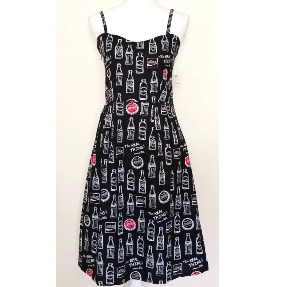 Coca Cola Limited Edition RARE nostalgic bottle print spagetti strap dress sz M